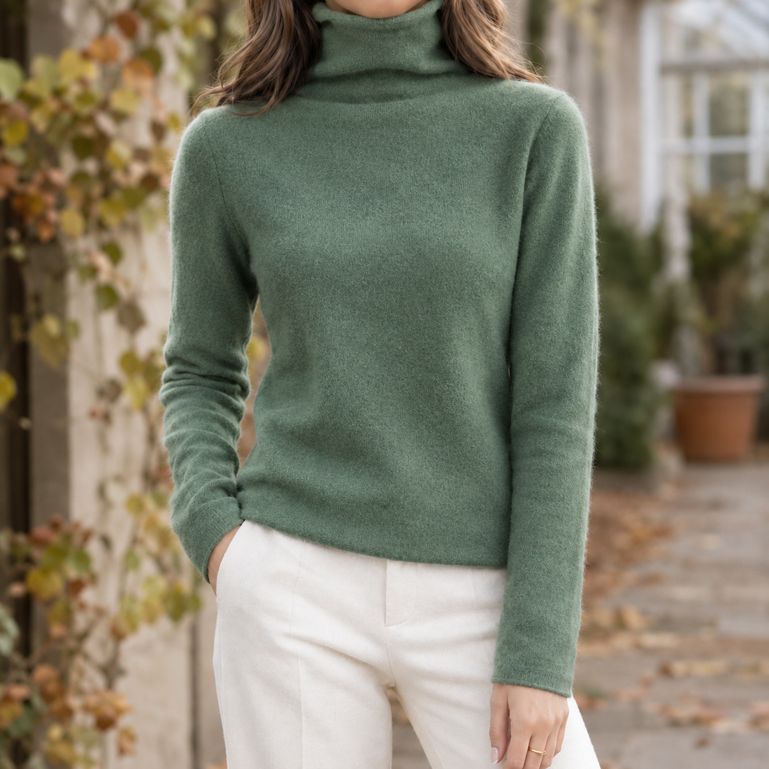Josephine-Marie Wool Turtleneck - Pine Green