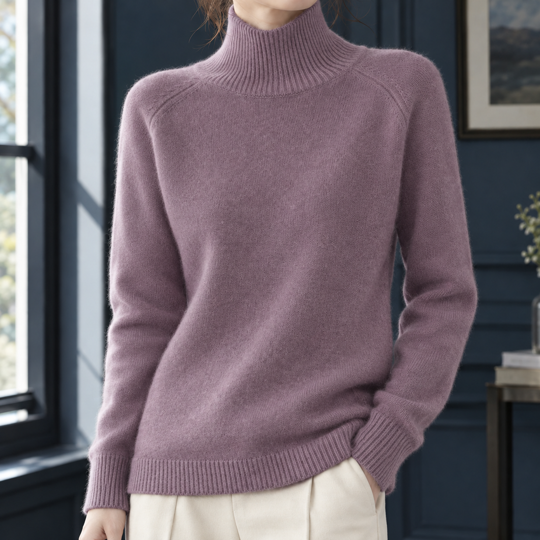 Veronique Turtleneck Sweater - Lilac Purple
