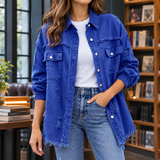 Arwen-Grace Distressed Overshirt - Royal Blue