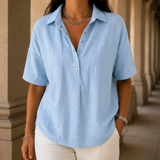 Sylvie Collared Blouse - Light Blue
