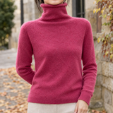 Zelie-Mae Roll Neck Sweater - Raspberry Red