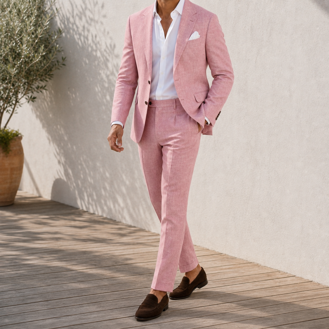 Hudson Linen Suit - Pink