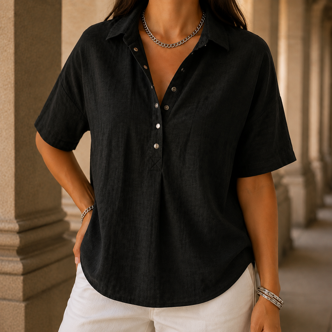 Sylvie Collared Blouse - Black