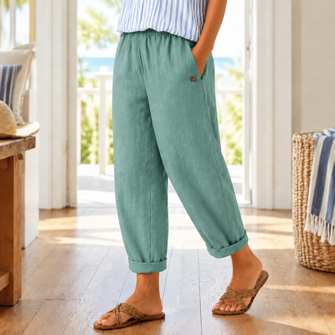 Giselle Relaxed Pants - Turquoise