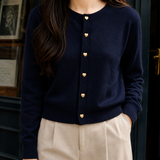 Marcella Heart Button Sweater - Navy Blue