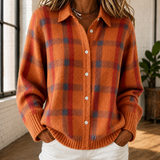 Francesca Plaid Sweater - Orange