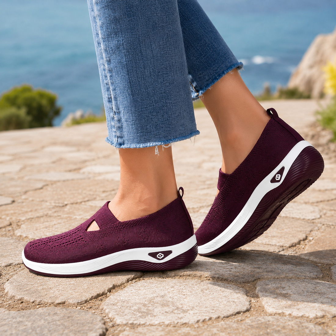 Portofino Mesh Slip-On Sneakers - Plum
