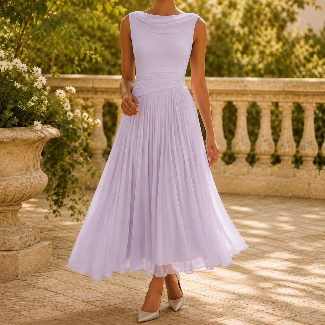 Ada Cowl Neck Dress - Lavender