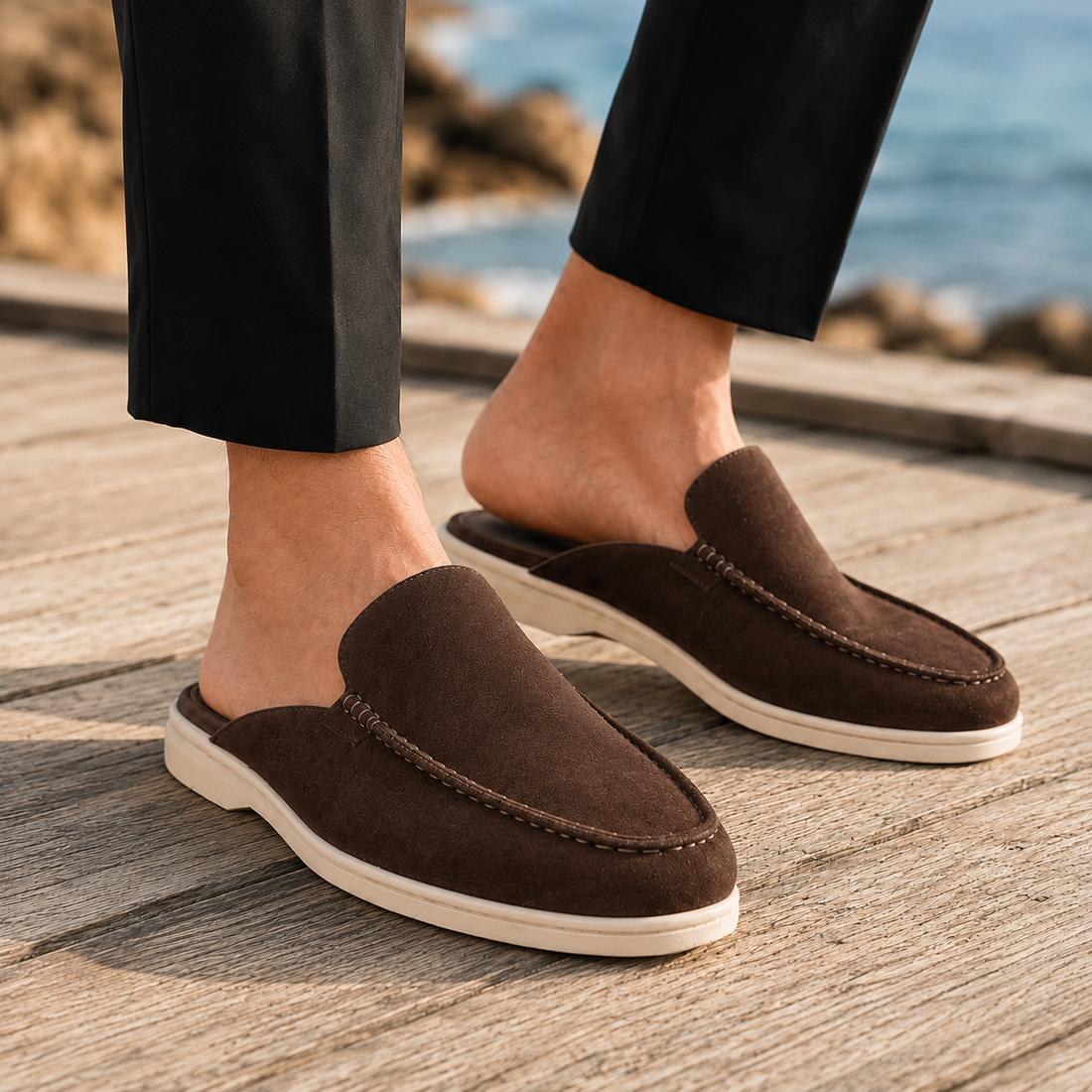 Bologna Suede Mule Loafers - Brown