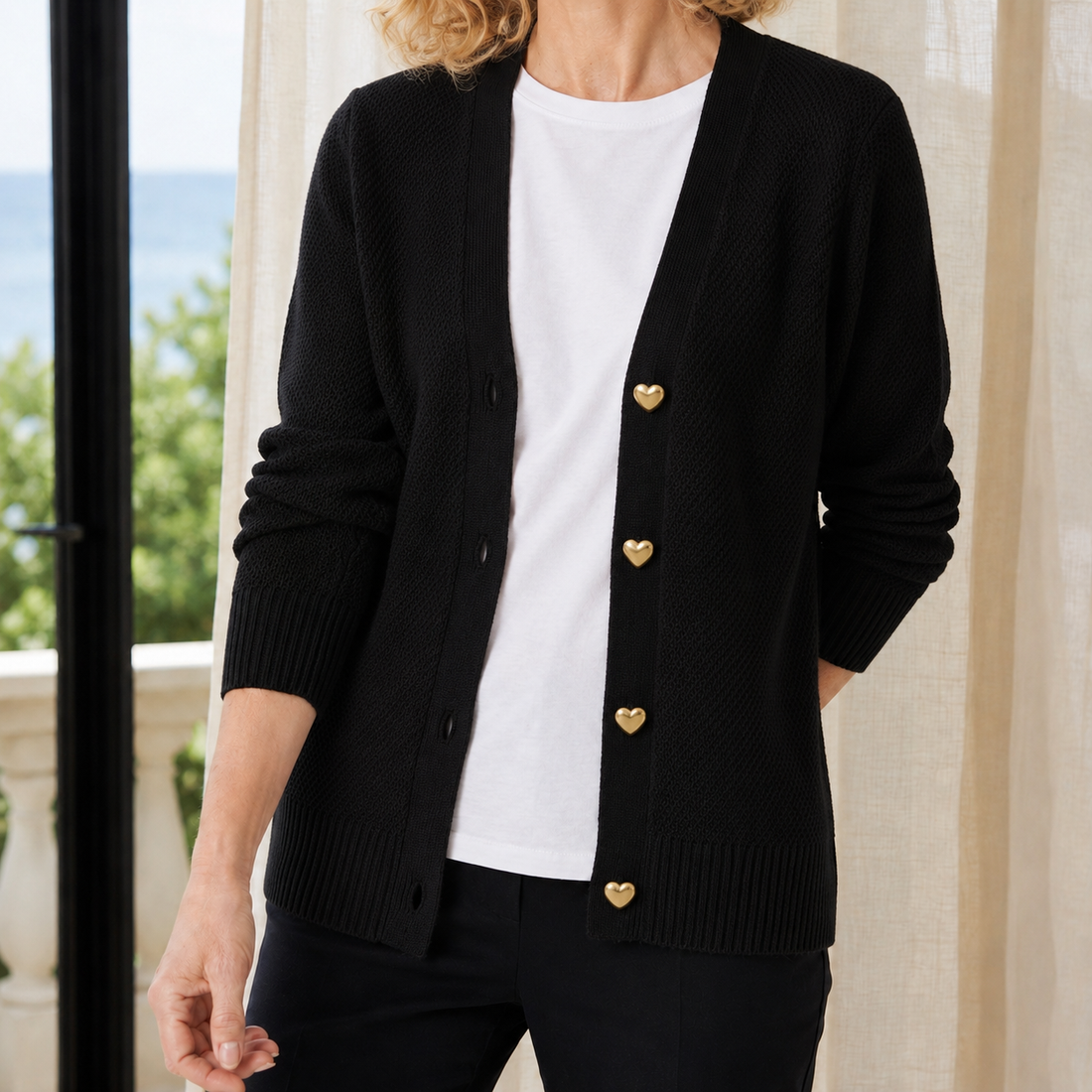 Natalia V-Neck Sweater - Black